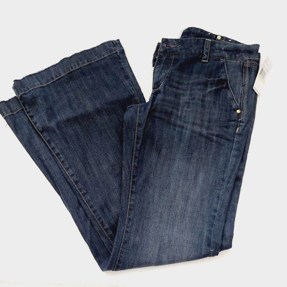 NEW Red by Marc Ecko Dark Wash Blue Embroidered Pockets Wide Leg Jeans P785